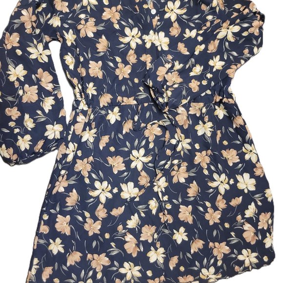 Navy Flora dress Made in Korea - Picture 2 of 5